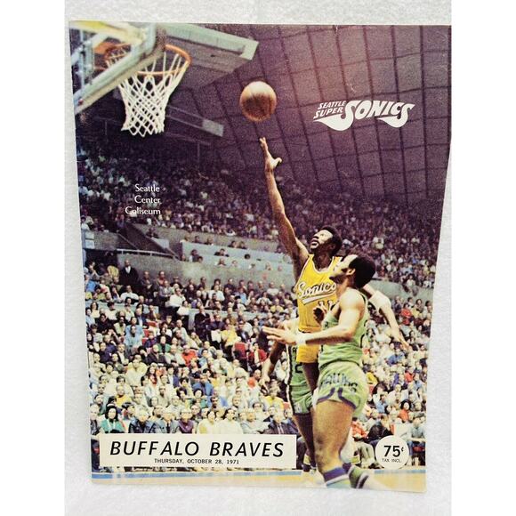 1971 Seattle Supersonics BASKETBALL PROGRAM Sonics vs Buffalo Braves - Picture 3 of 8